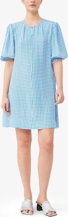 Ganni Blue Printed Crepe Mini Dress - Size 32 Viscose