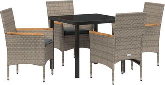 vidaXL Garden Dining Set with Cushion 5 pcs Grey Poly rattan Vidaxl