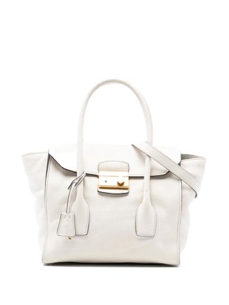 Prada 2013-2025 Vitello Daino Sound Lock satchel - Bianco