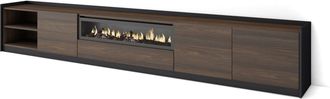 Skraut Home Skraut Home - Mueble Tv, Televisi&oacute;n, 310x37x50cm, Para Tv Hasta 80, Chimenea El&eacute;ctrica, Roble Oscuro Y Negro