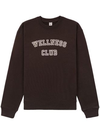 Sporty & Rich Felpa Wellness Club Flocked - Marrone