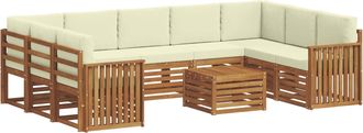 vidaXL Conjunto De Sof&aacute;s De Exterior 10 Uds. Natural Y Crema Vidaxl