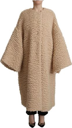 Dolce & Gabbana Luxe Cashmere Wol Bontjas - Dames - Jassen - Beige - S - Wol - Jassen