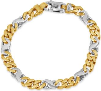 Pompeii3 Mens S Shape Figaro Link 14k Gold (37gram) or Platinum (59gram) 8mm Bracelet 8.5
