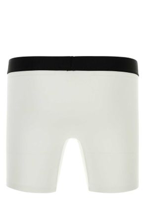 Dsquared2 Mens White Stretch Cotton Boxer Exterior: Elastane Costumi Da Bagno