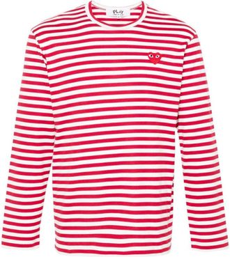 Comme Des Gar&ccedil;ons Red Logo striped cotton t-shirt