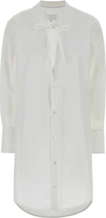 Maison Margiela Mini-jurk met onafgewerkte randen - Dames - Shirt Kleedjes - Wit - S - Katoen - Kleedjes