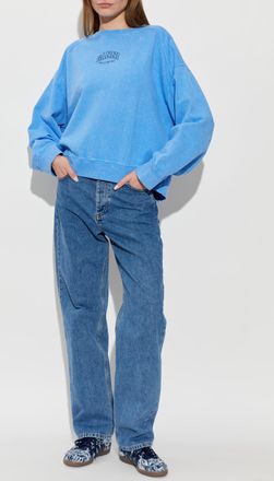 Ganni Sweatshirt With Printed Logo, Womens, Blue