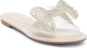 Top Moda Peach Bow Slide Sandal in Gold Metallic at Nordstrom Rack, Size 7.5