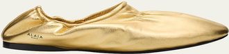 Alaia Metallic Laminated Leather Ballerina Flats