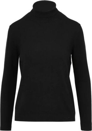 Max Mara Zwarte Coltrui in Tricotsteek - Dames - Coltruien - Zwart - L - Truien & Vesten