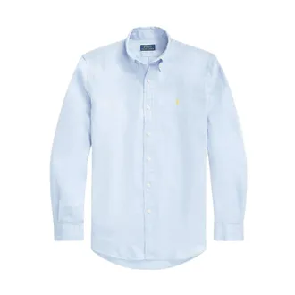 Polo Ralph Lauren Casual Shirts, male, Blue, Size: 2XL Linen Shirt
