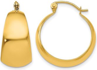 Diamond2Deal 10k Gold Polished 10.5mm Tapered Hoop Earrings