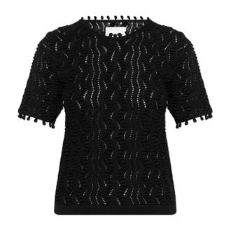 Jil Sander Round-neck Knitwear, female, Black, Size: XS Lace-patterned T-shirt