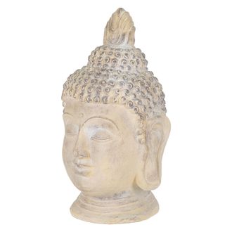 ECD Germany Ecd Germany - Cabeza De Buda Figura De Piedra Artificial Poliresina 55cm Color Beige/gris Escultura Estilo Asiatico Figurilla Decorativa Feng Shui Est