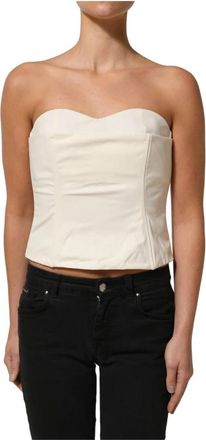 Elisabetta Franchi Strapless Sweetheart Neck Top - Dames - Tops zonder mouwen - Wit - XL - Nylon - Tops