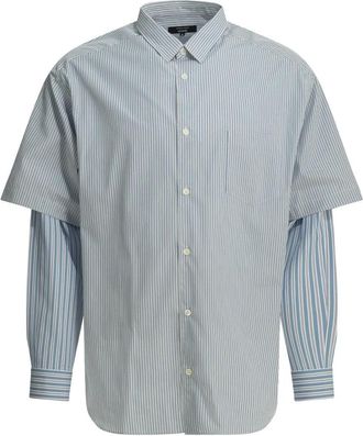 Comme Des Gar&ccedil;ons Gestreepte Gelaagde Shirt - Heren - Casual Overhemden - Veelkleurig - L - Katoen - Overhemden