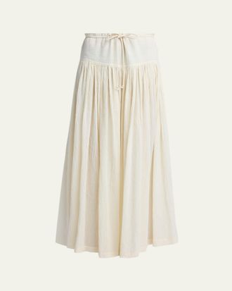 The Row Berenice Cotton Gauze Wide-Leg Skirt Pants