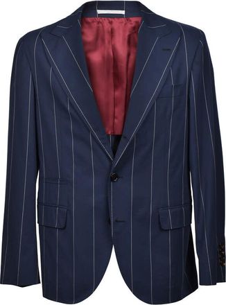 Brunello Cucinelli Navy Pinstripe Tailored Blazer, Brand Size 50 (US Size 40)