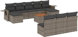 vidaXL Set De Sof&aacute;s De Jard&iacute;n 11 Pzas Y Cojines Rat&aacute;n Sint&eacute;tico Gris Vidaxl