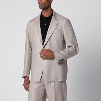 Tagliatore Single-breasted blazer in beige linen