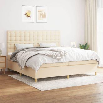 vidaXL Vidaxl - Cama Box Spring Con Colch&oacute;n Tela Color Crema 200x200 Cm