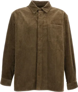 A.P.C. Green Mateo Logo Cotton Corduroy Overshirt