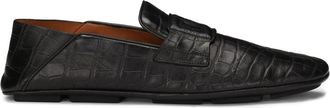 Dolce & Gabbana DG logo embossed-crocodile leather loafers - men - Calf Leather/Calf Leather/Rubber - 39 - Black