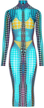 Jean Paul Gaultier High-neck Dots-print Midi Dress