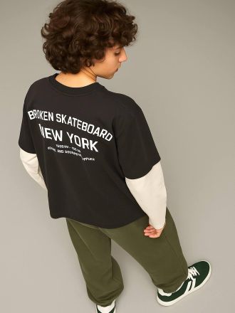 Jonen Jungen Shirt im Lagenlook JONEN mit Recycling-Baumwolle anthrazit