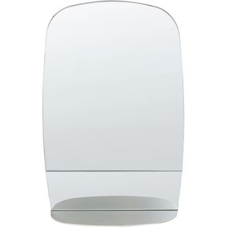 Beliani Beliani - Espejo Decorativo De Pared Fabricado En Metal Con Un Estante En Color Plateado 40 X 60 Cm Brannay