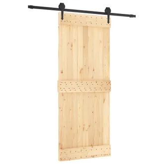 vidaXL Puerta Corredera Natural Y Negro 85 X 210 Cm Vidaxl