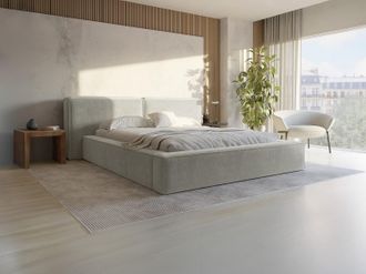 Pascal Morabito Letto con contenitore 180 x 200 cm Tessuto bouclette Beige + Materasso - TIMANO di PASCAL MORABITO