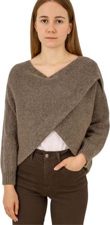 Generic Womens Orla Batwing Crossover Jumper Oversized Knit Pullover Top with Relaxed Fit Boat Neck Batwing Sleeves Layering Sweater One Size UK 8-18