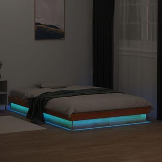 vidaXL Giroletto led Marrone Cera 135x190 cm in Legno Massello di Pino - Vidaxl