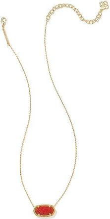 Kendra Scott Elisa Pendant Womens Necklace Womens Necklace Gold Red Kyocera Opal, Brass