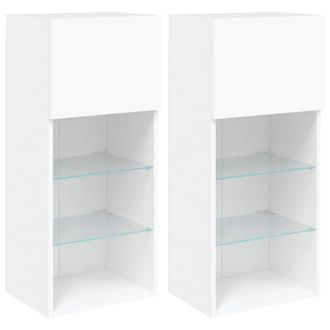 Berkfield Home TV Cabinets with LED Lights 2 pcs White 40.5x30x90 cm