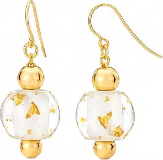Gold & Honey Womens Bead Drop Earrings In White Gold Leaf