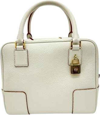 Loewe Pre-owned Amazona 19 Square Leather 2way Bag - Dames - Vintage Handtas - Wit - ONE Size - Leer - Vintage