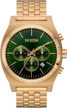 Nixon Time Teller Chronograph Bracelet Watch, 40mm in Gold /Green Sunray at Nordstrom