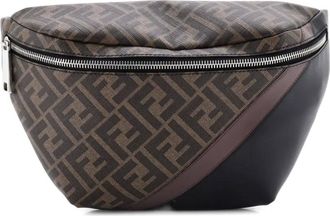 Fendi Zip Zucca Coated Canvas and Leather belt bag - Marrone