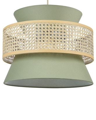 Beliani L&aacute;mpara colgante rat&aacute;n verde claro