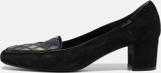 Loriblu Black Suede Block Heel Loafer Pumps