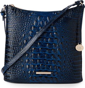 Brahmin Katie Croc Embossed Leather Crossbody Bag in Anchor at Nordstrom