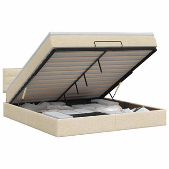 vidaXL Letto Ottomano Con Materasso Crema 140 X 200 Cm Tessuto Vidaxl