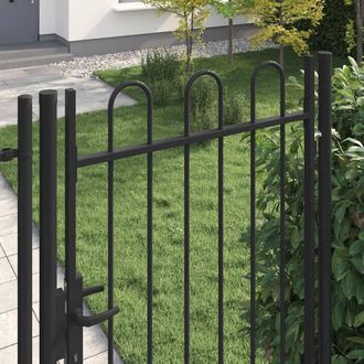 Berkfield Home Fence Gate Single Door with Arched Top Steel 1x2 m Black