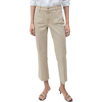 Mango Alex Raw Hem Patch Pocket Crop Flare Jeans in Pastel Green at Nordstrom Rack, Size 4