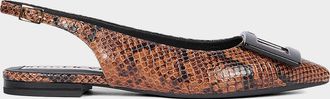 Roger Vivier Gommettine Croc-Embossed Leather Slingback Ballerina Flats