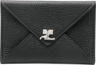 Courr&egrave;ges logo-plaque envelope cardholder - women - Polyurethane - One Size - Black