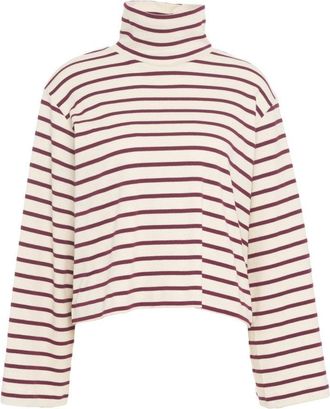 8pm Cropped Turtleneck Sweater With Contrasting Stripes